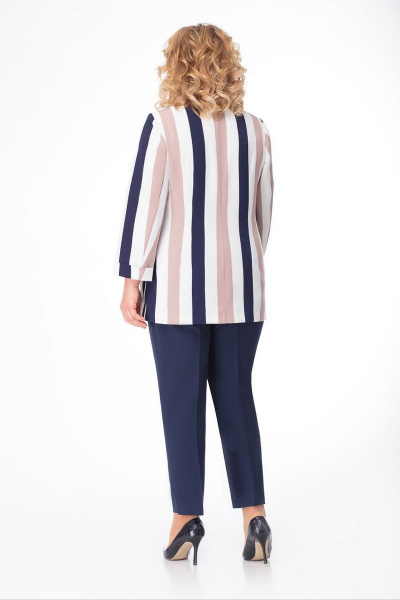 Демисезонный комплект брюки и жакет из текстиля Кэтисбел 2450 розовая_полоска - фото 2