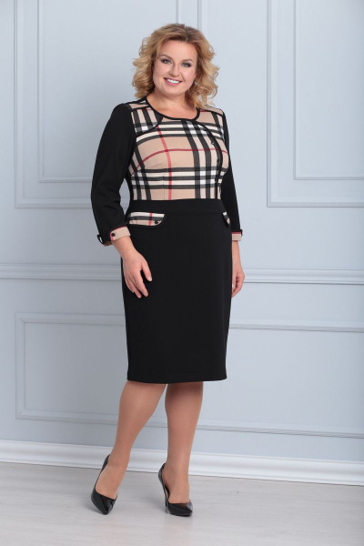 Платье Anelli 122 черный-беж - фото 1