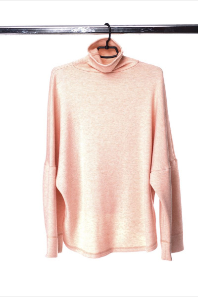 Демисезонный трикотажный джемпер оверсайз с длинным рукавом Anelli 573 розовый - фото 8