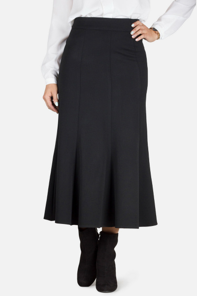 Классическая черная юбка-годе с застежкой на тесьму Mirolia 641 черный - фото 1