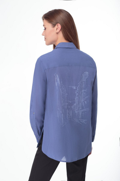 Блуза LadyThreeStars 1951 голубой - фото 2