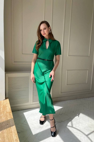 Элегантный плательный платье из атласа с вырезом капелька PUR PUR 11-195 - фото 1