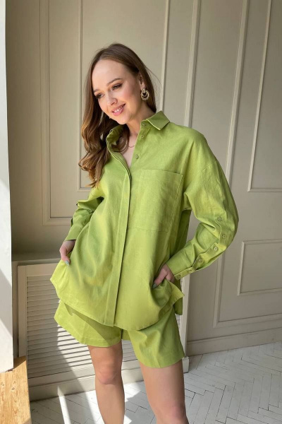 Комплект: свободная рубашка и шорты с резинкой на пояс PUR PUR 11-087/5 - фото 2