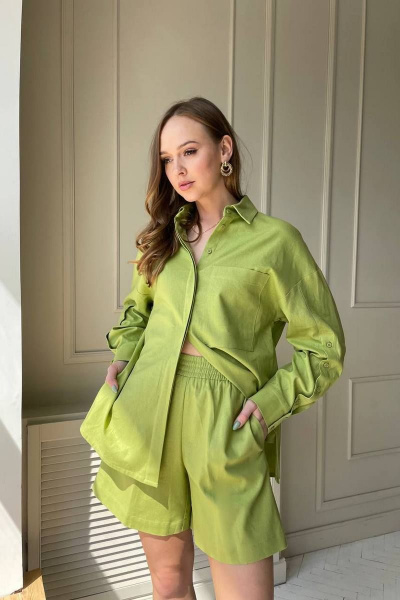 Комплект: свободная рубашка и шорты с резинкой на пояс PUR PUR 11-087/5 - фото 1