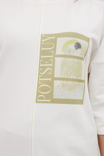 Летний костюм джемпер и брюки свободный крой Mislana С896 белый+зеленый - фото 12