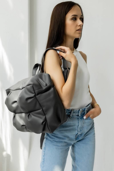 Рюкзак из экокожи серый для ежедневного использования MT.Style рюкзак2 grafit - фото 2