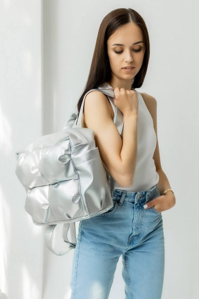 Рюкзак из экокожи серый для города MT.Style рюкзак2 siiver - фото 3