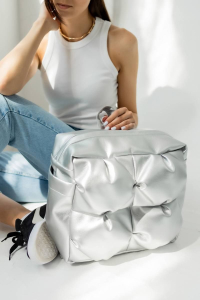 Рюкзак из экокожи серый для города MT.Style рюкзак2 siiver - фото 2