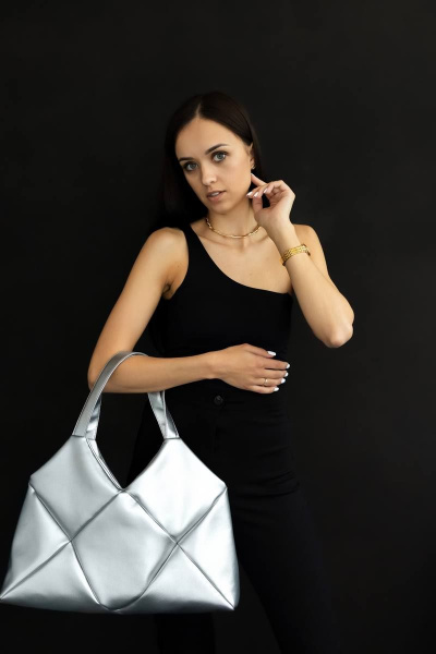 Сумка из экокожи на молнии с большими карманами MT.Style ROMB2 silver - фото 4