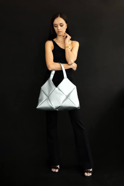 Сумка из экокожи на молнии с большими карманами MT.Style ROMB2 silver - фото 3