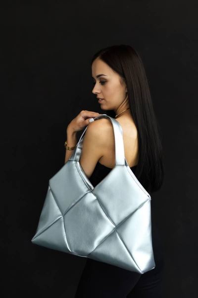 Сумка из экокожи на молнии с большими карманами MT.Style ROMB2 silver - фото 2