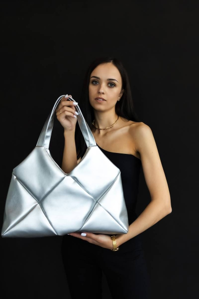 Сумка из экокожи на молнии с большими карманами MT.Style ROMB2 silver - фото 1