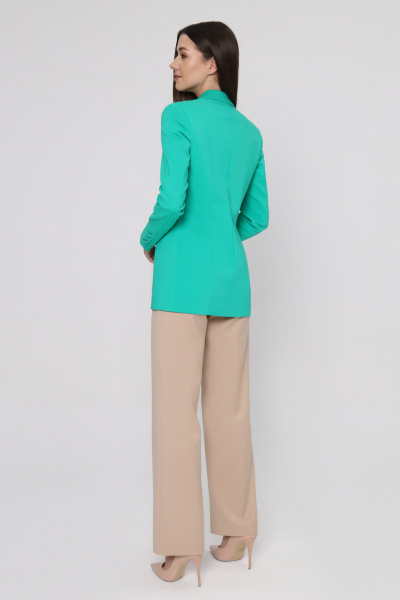 Летний деловой жакет из текстиля из хлопка и хлопковый Панда 74130w зеленый - фото 2