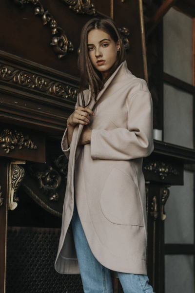 Пальто прямого силуэта из пальтовой ткани с поясом S. Veles 5-210 - фото 1