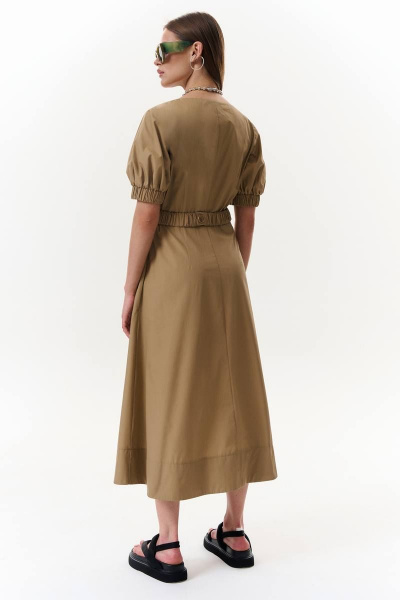 Летнее платье с сборкой, вырезом и поясом-резинкой MilMil 1089S песок - фото 4