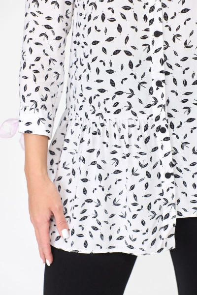 Блуза прямого силуэта из вискозы с ассиметричным кроем DaLi 5452.2 чёрно-белая - фото 4