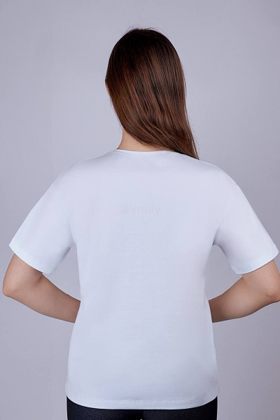 Белая женская джемпер из вискозы и трикотажа с рукавом со спущенным плечом Verally 452-1 белый - фото 2