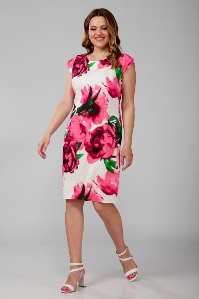 Платье полуприлегающего силуэта с круглым вырезом Nika.PL 04011 розовый - фото 2