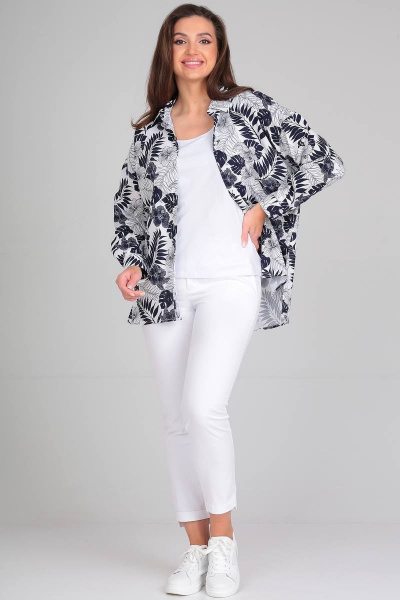 Летний комплект из блузки и брюк с анималистичным принтом LeNata 21271 рисунок-на-белом - фото 7