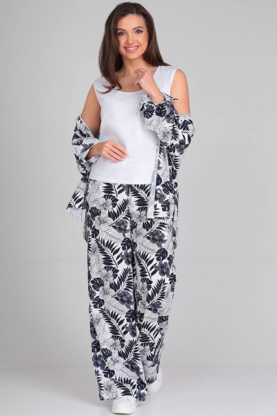 Летний комплект из блузки и брюк с анималистичным принтом LeNata 21271 рисунок-на-белом - фото 10