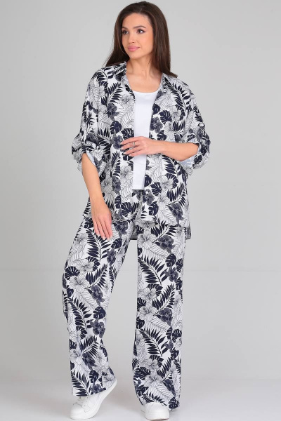 Летний комплект из блузки и брюк с анималистичным принтом LeNata 21271 рисунок-на-белом - фото 9