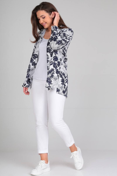 Летний комплект из блузки и брюк с анималистичным принтом LeNata 21271 рисунок-на-белом - фото 8