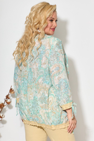 Блуза прямого силуэта с принтами и карманами Fortuna ШЖ 306б бежевый - фото 2