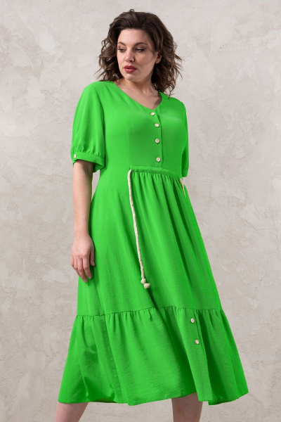 Зеленое платье с воланами и застежкой спереди Avanti 1350-9 - фото 1