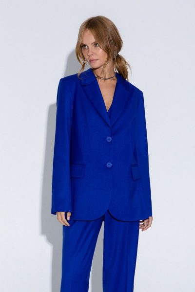 Свободный летний жакет с шлицами и короткими рукавами PiRS 4526 василёк - фото 2