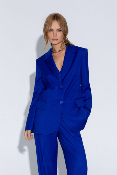 Свободный летний жакет с шлицами и короткими рукавами PiRS 4526 василёк - фото 1