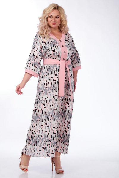 Платье свободного силуэта из цветной ткани с пуговицами VIA-Mod 603 - фото 1