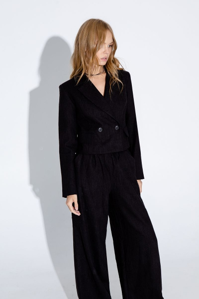 Льняной костюм-двойка с укороченным жакетом и широкими брюками PiRS 4548 - фото 3