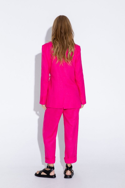 Двойка льняной костюм из жакетом и брюками со складками PiRS 4562 розовый - фото 6
