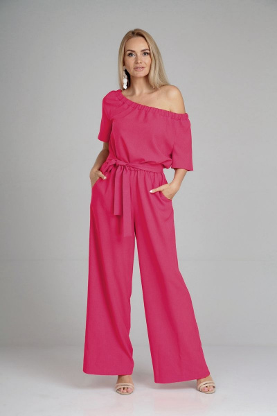 Комбинезон с брючным низом и платьеподобным верхом, резинкой и карманами AXXA 46051А - фото 7