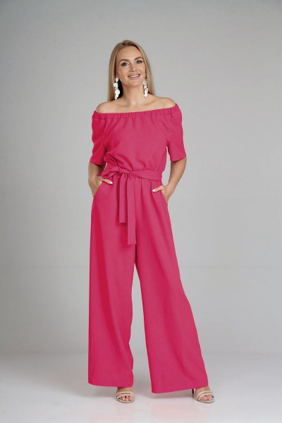 Комбинезон с брючным низом и платьеподобным верхом, резинкой и карманами AXXA 46051А - фото 3