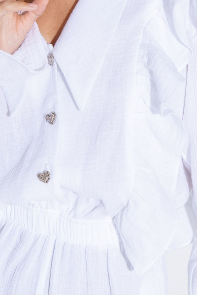 Белый хлопковый комбинезон с отрезной талией и рукавами PiRS 4634 - фото 5