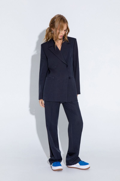 Классические прямые брюки из текстиля с высокой посадкой PiRS 4644 графит - фото 5