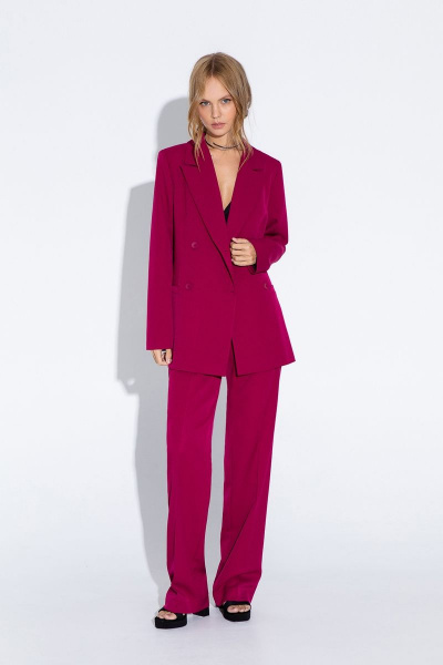 Брюки розовые прямые с высокой посадкой из текстиля PiRS 4644 ягодный - фото 7