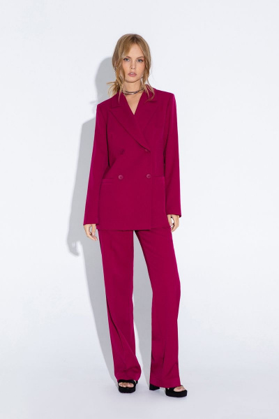 Брюки розовые прямые с высокой посадкой из текстиля PiRS 4644 ягодный - фото 6