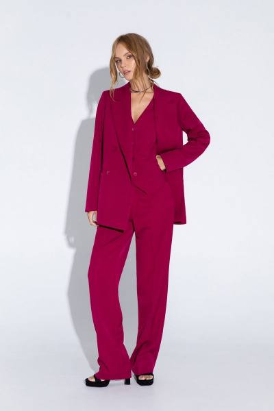 Брюки розовые прямые с высокой посадкой из текстиля PiRS 4644 ягодный - фото 5