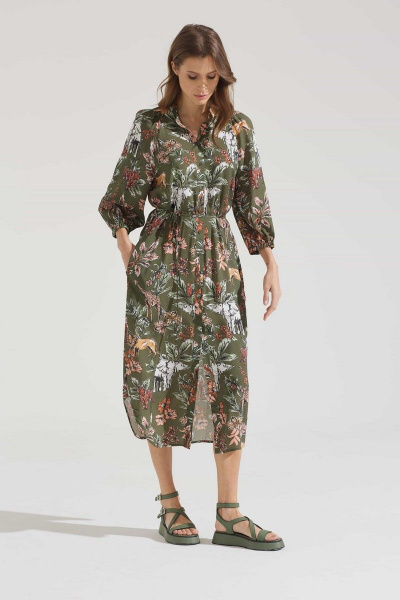 Платье зеленое летнее из вискозы и текстиля Motif 1704 - фото 3
