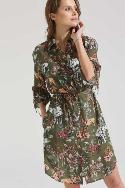 Платье зеленое летнее из вискозы и текстиля Motif 1708 - фото 3