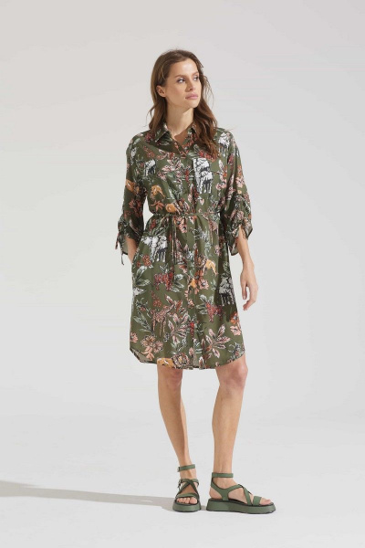 Платье зеленое летнее из вискозы и текстиля Motif 1708 - фото 1