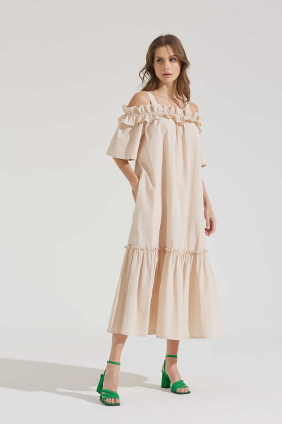 Платье розовое летнее из хлопка и текстиля Motif 1724 - фото 3