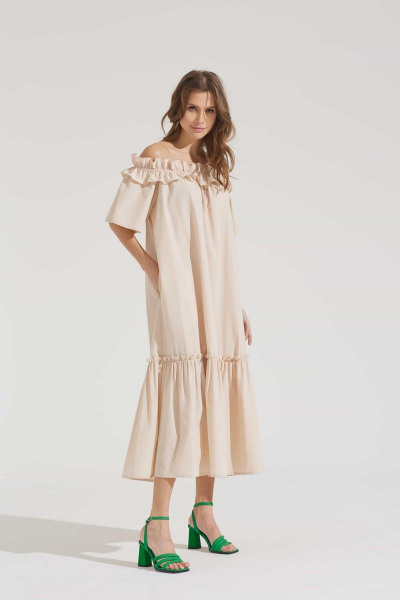 Платье розовое летнее из хлопка и текстиля Motif 1724 - фото 1