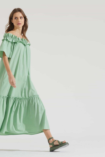 Платье зеленое летнее из хлопка и текстиля Motif 1724m - фото 10