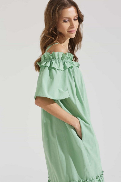 Платье зеленое летнее из хлопка и текстиля Motif 1724m - фото 7