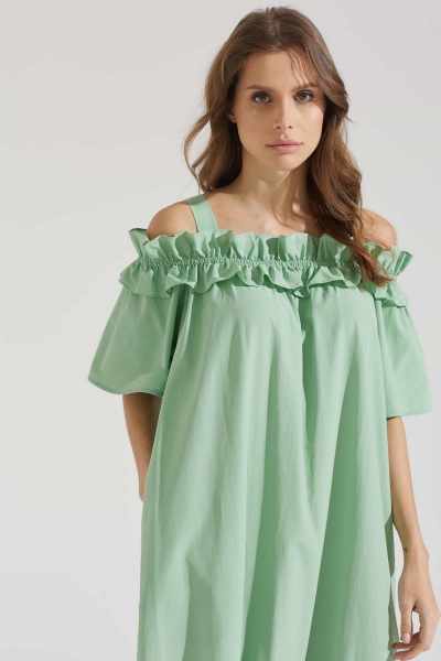 Платье зеленое летнее из хлопка и текстиля Motif 1724m - фото 6