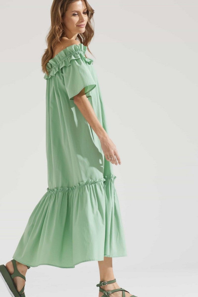 Платье зеленое летнее из хлопка и текстиля Motif 1724m - фото 3