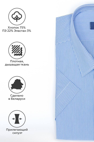 Рубашка Nadex 01-047521/307-23_182-188 голубо-белый - фото 5